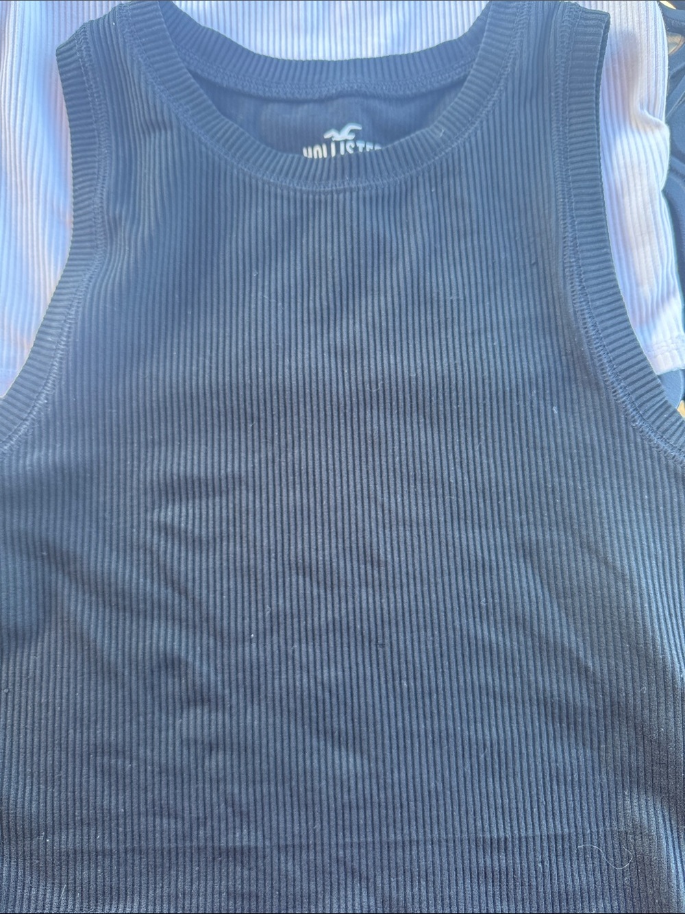 Hollister Ribbed Tank Top Trio — Black, White, Sage Green - Picture 2 of 9